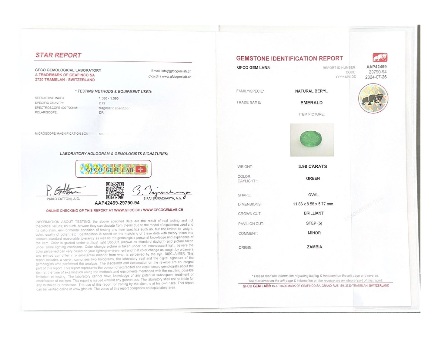 Emerald (Panna Stone) - 3.98 Carat