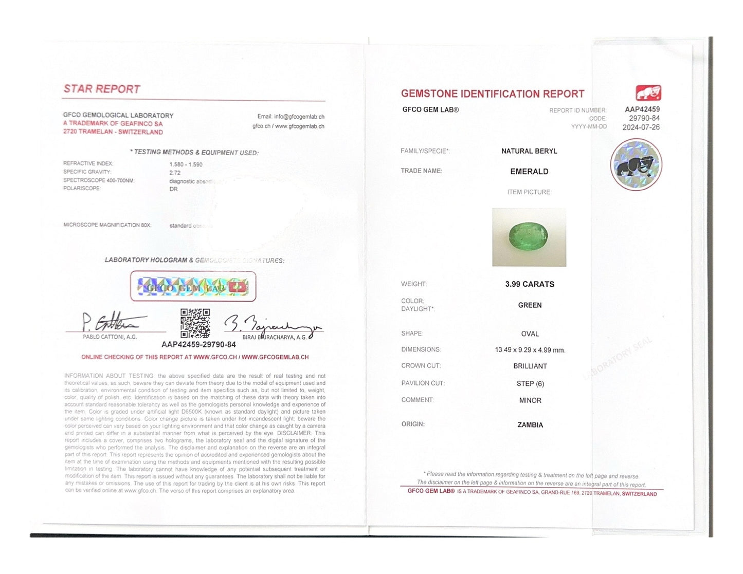 Emerald (Panna Stone) - 3.99 Carat