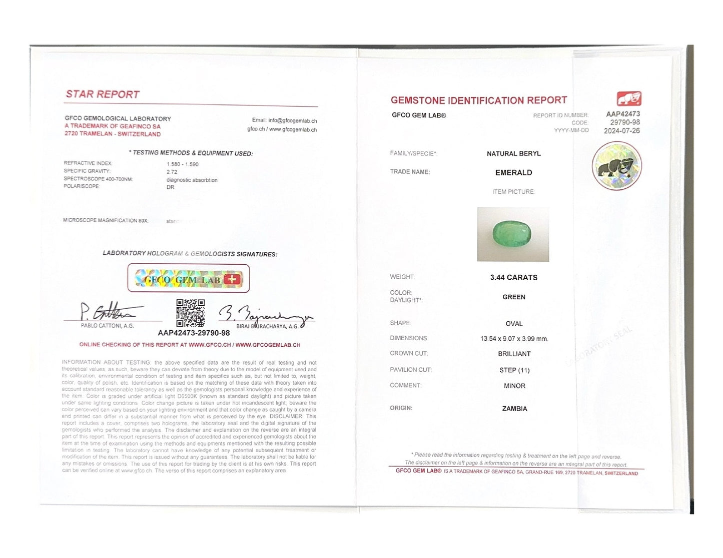 Emerald (Panna Stone) - 3.44 Carat