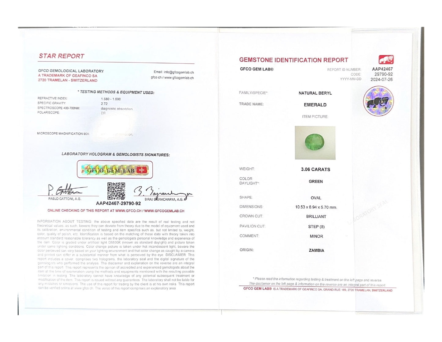 Emerald (Panna Stone) - 3.06 Carat