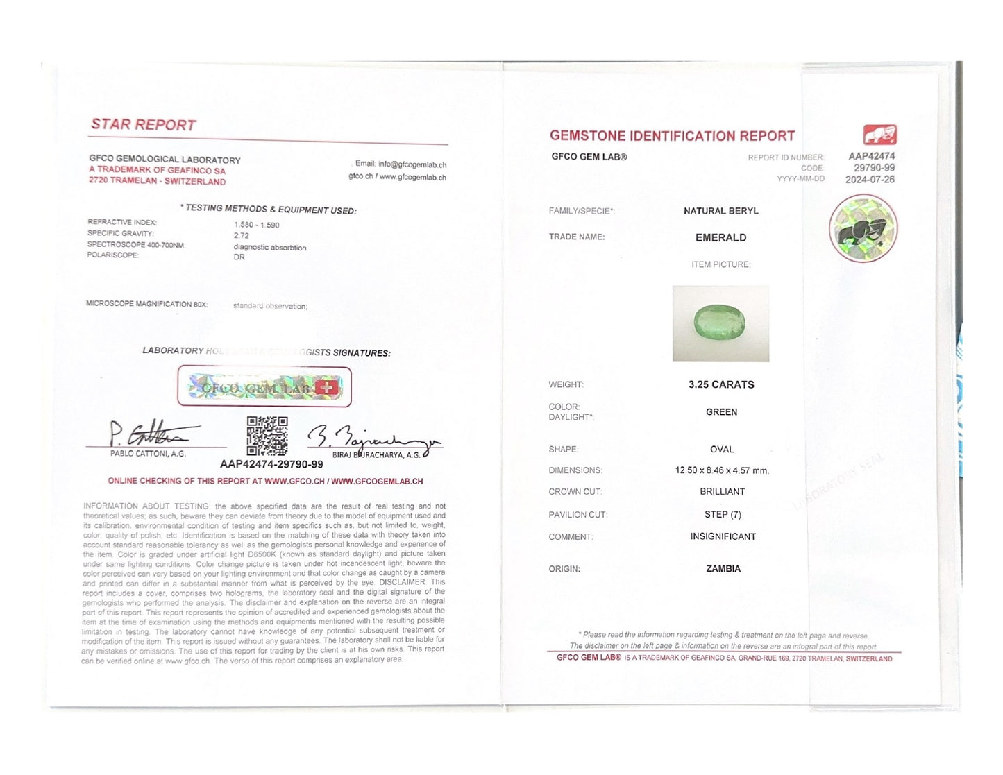 Emerald (Panna Stone) - 3.25 Carat