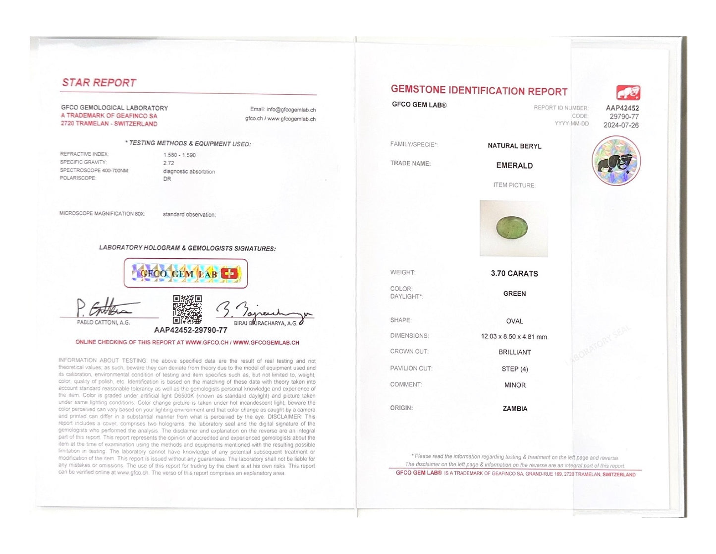 Emerald (Panna Stone) - 3.70 Carat