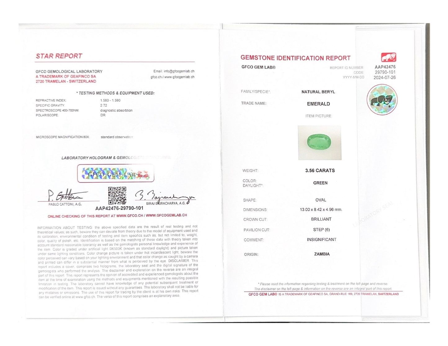 Emerald (Panna Stone) - 3.56 Carat