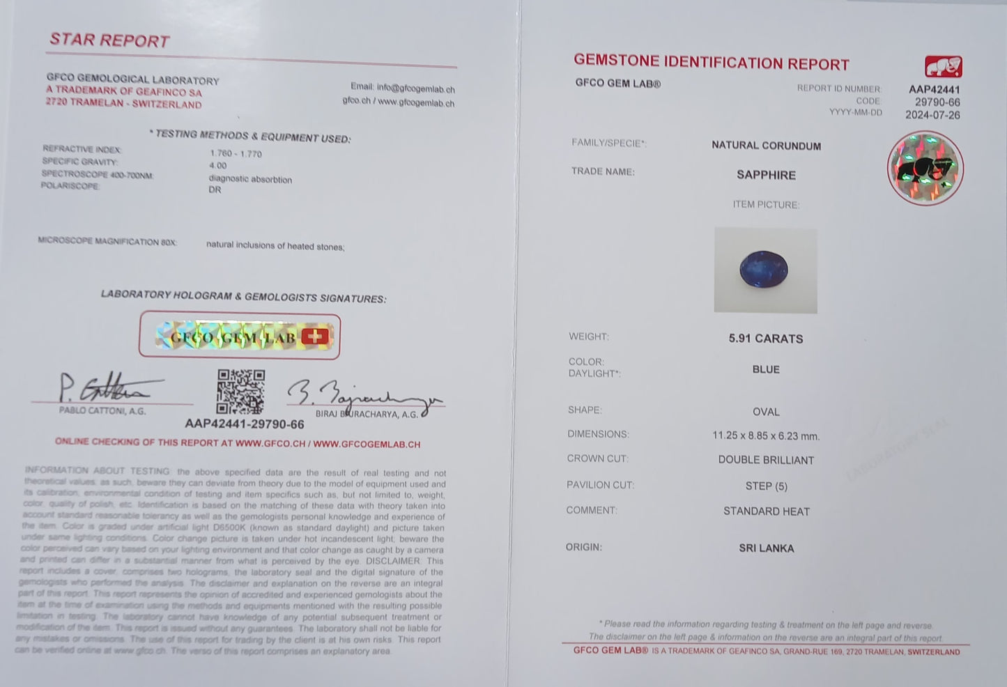 Blue Sapphire - 5.91 Carat