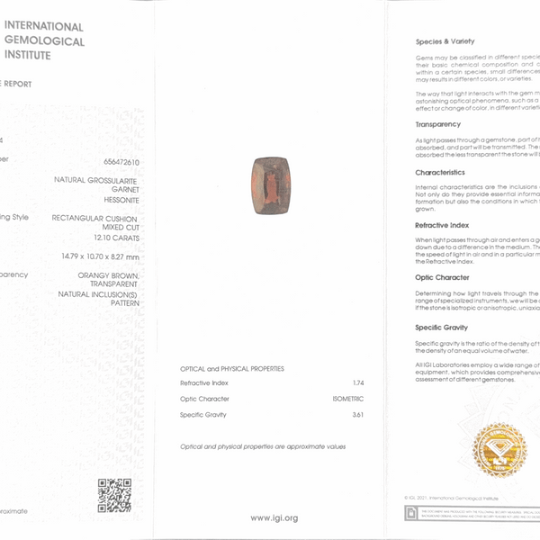 Hessonite (Gomed) - 12.10 Carat (Ceylon)