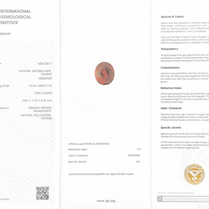 Hessonite (Gomed) - 10.49 Carat (Ceylon)